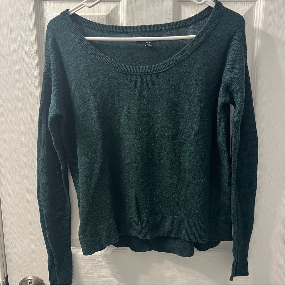 American Eagle Outfitters Scoop Neck Knit Dark Green Sweater Size XXS